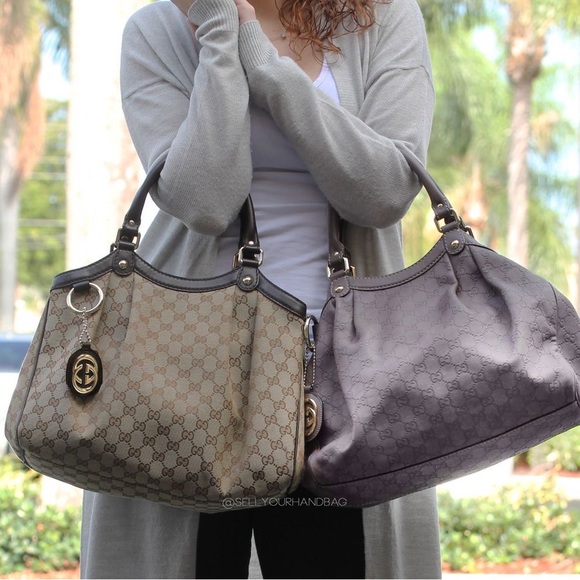 Vintage Authentic Larger GUCCI SUKEY Bag with lavender / purple trim RARE - Picture 6 of 16